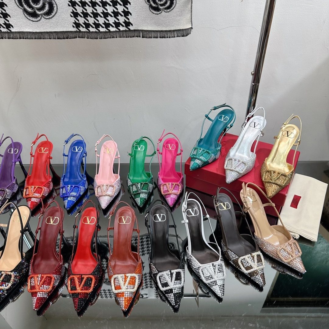 Valentino Crystal-Embellished Slingback Heels Collection
