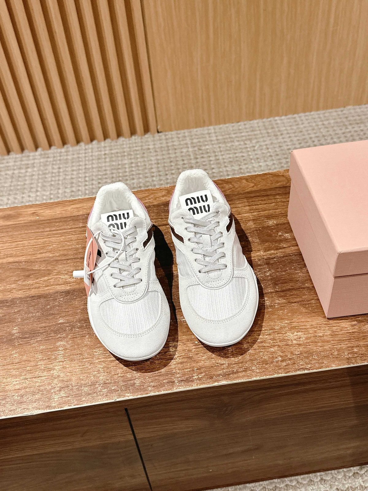Miu Miu White Leather Low-Top Sneakers