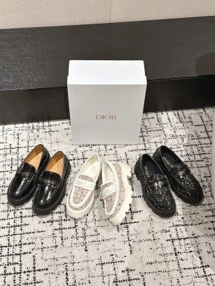 Dior D-Major Leather Loafers Black