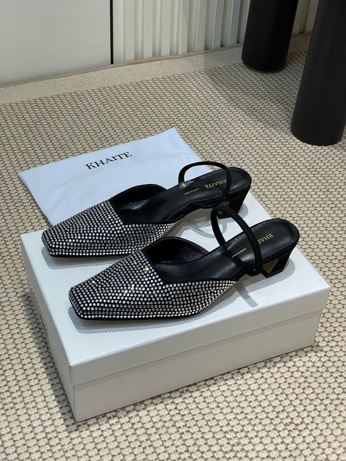 Khaite Crystal-Embellished Slingback Mules