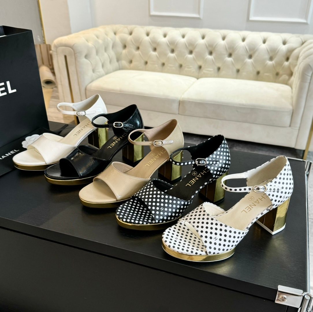 Chanel Platform Leather Sandal Heels