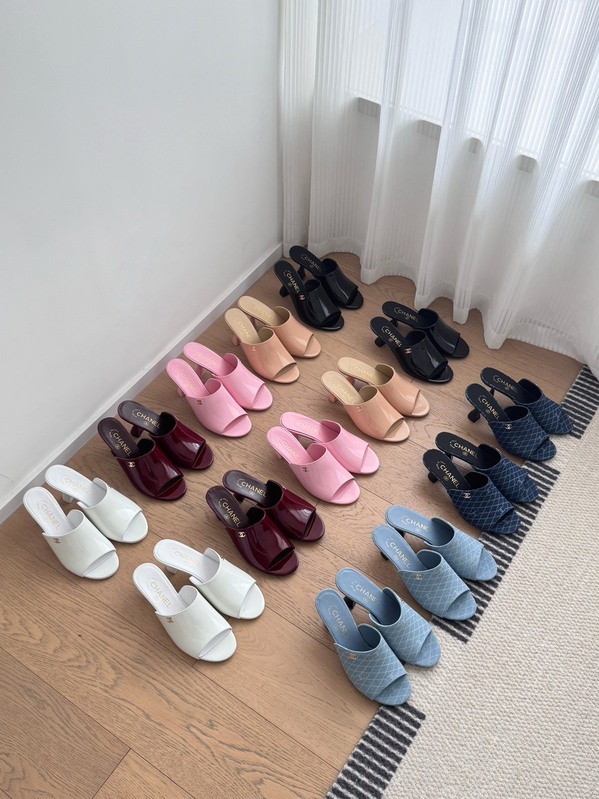 Chanel Quilted Denim Slide Mules