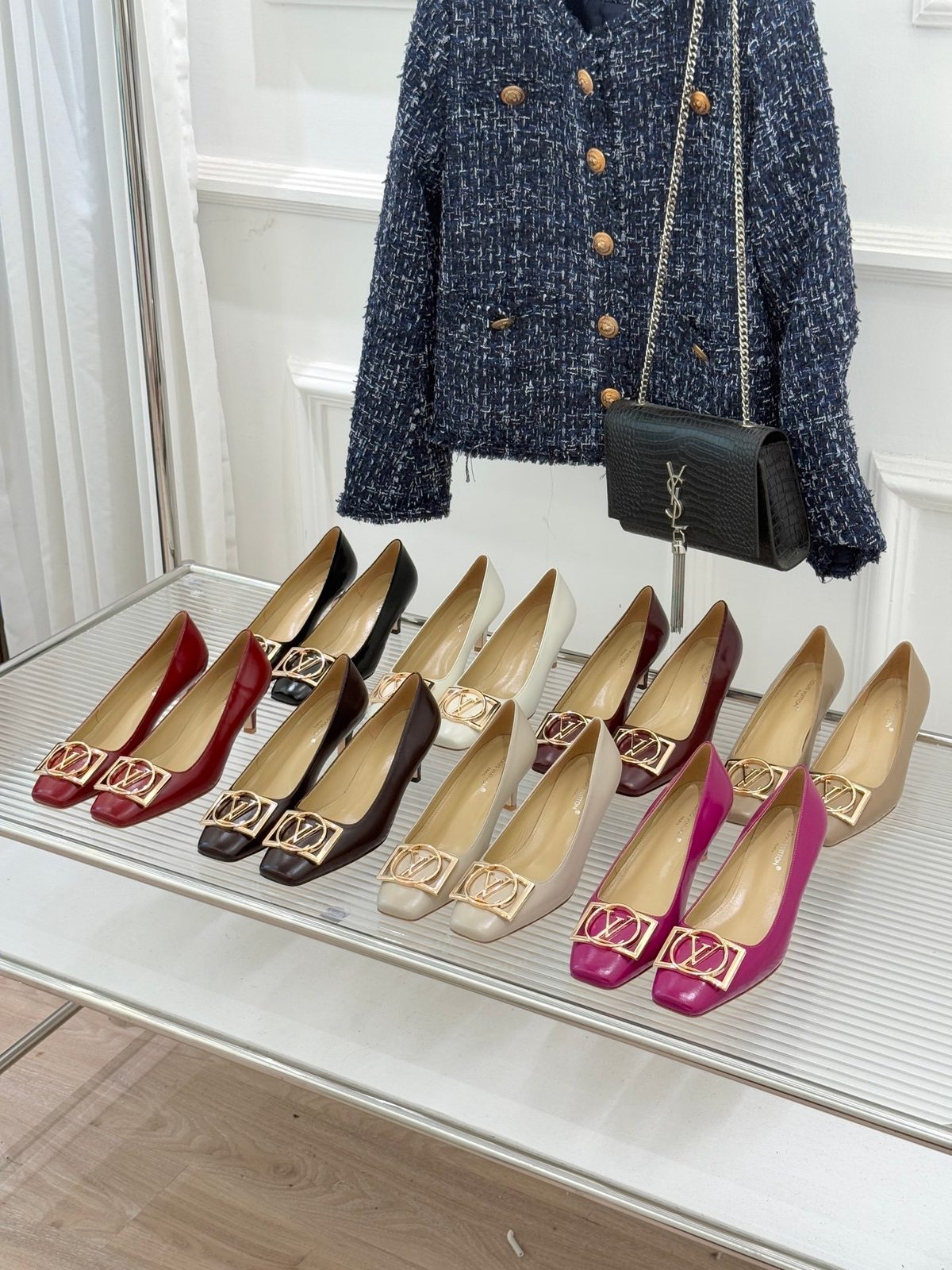 Louis Vuitton Women's Square Toe Leather Pumps