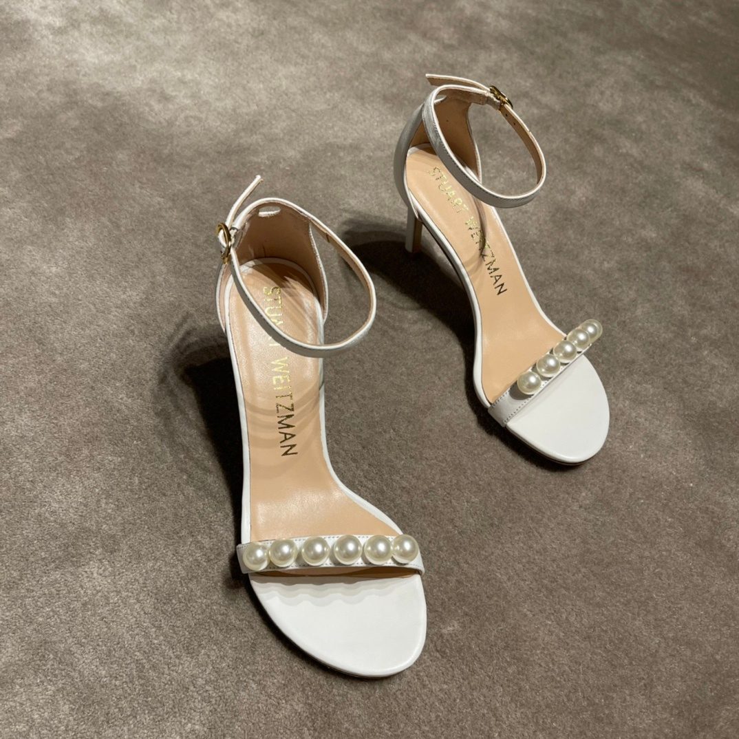 Stuart Weitzman Pearl Ankle Strap Sandal White