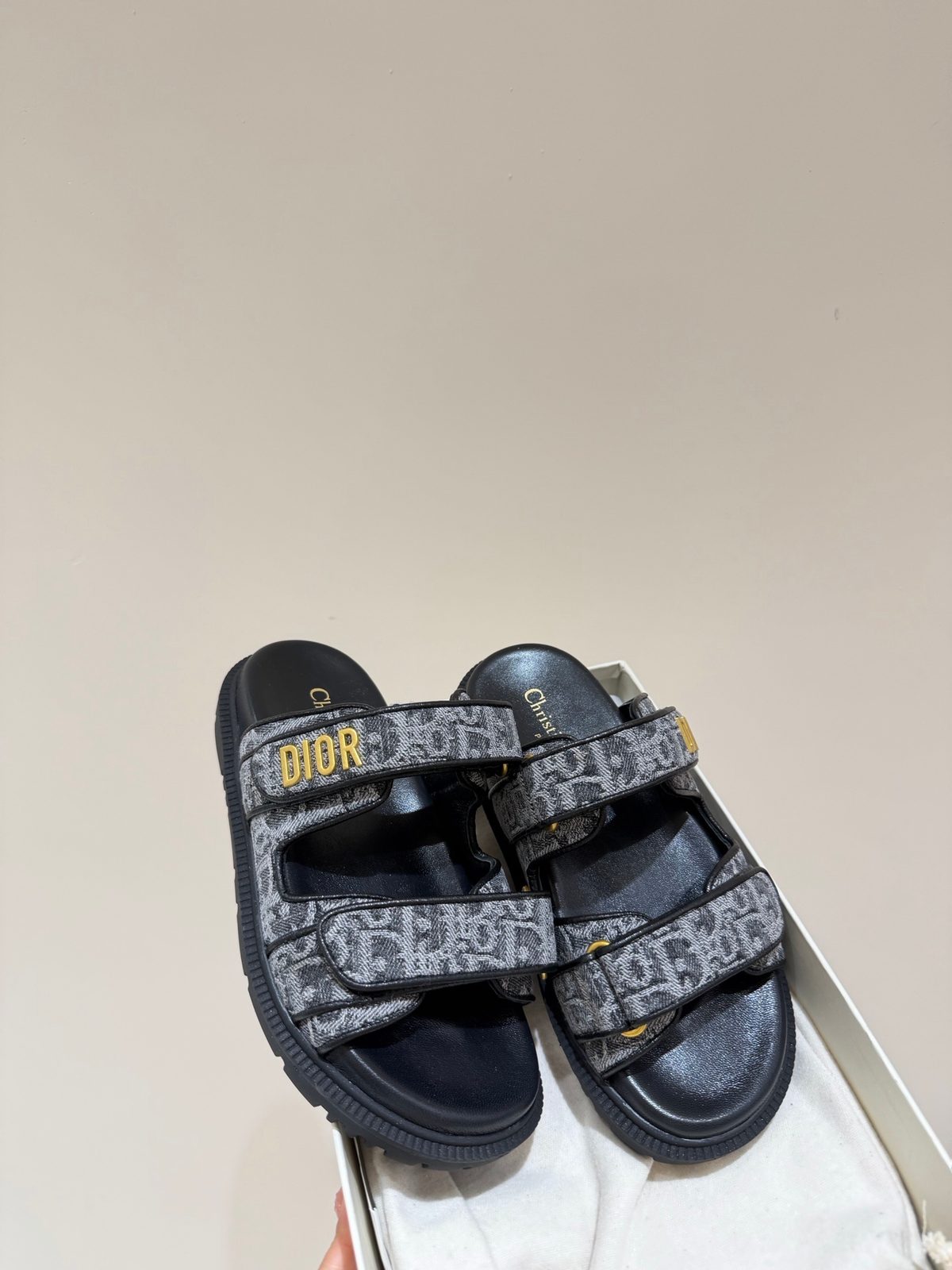 Dior Oblique Canvas Slide Sandals