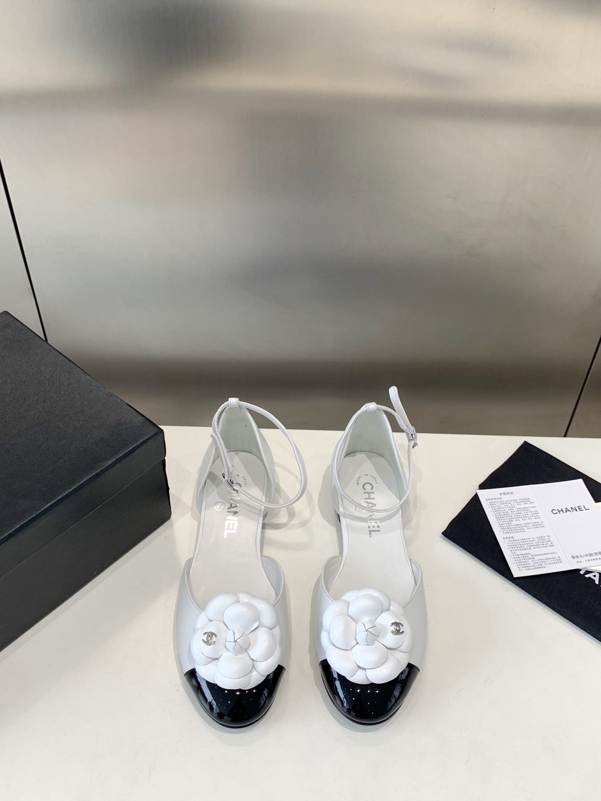 Chanel White Camellia Flat Ballet Flats