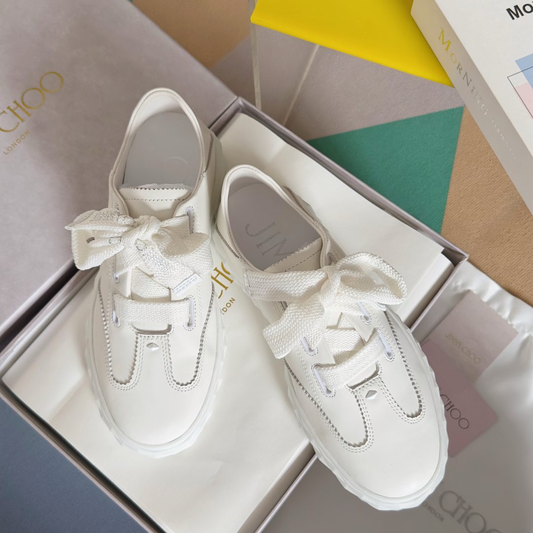Jimmy Choo White Leather Low Top Sneaker