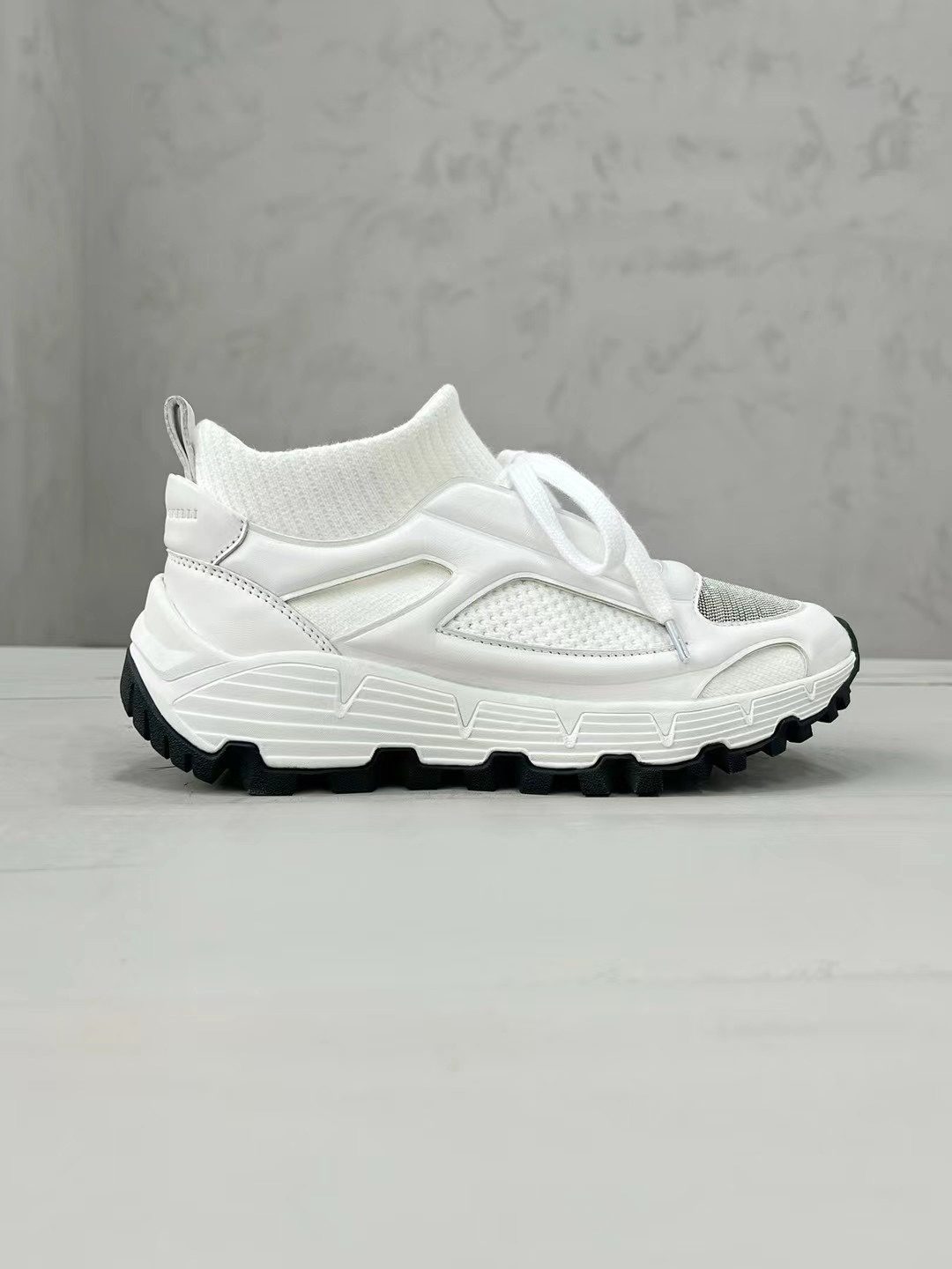 Brunello Cucinelli White Mesh Knit Sneakers