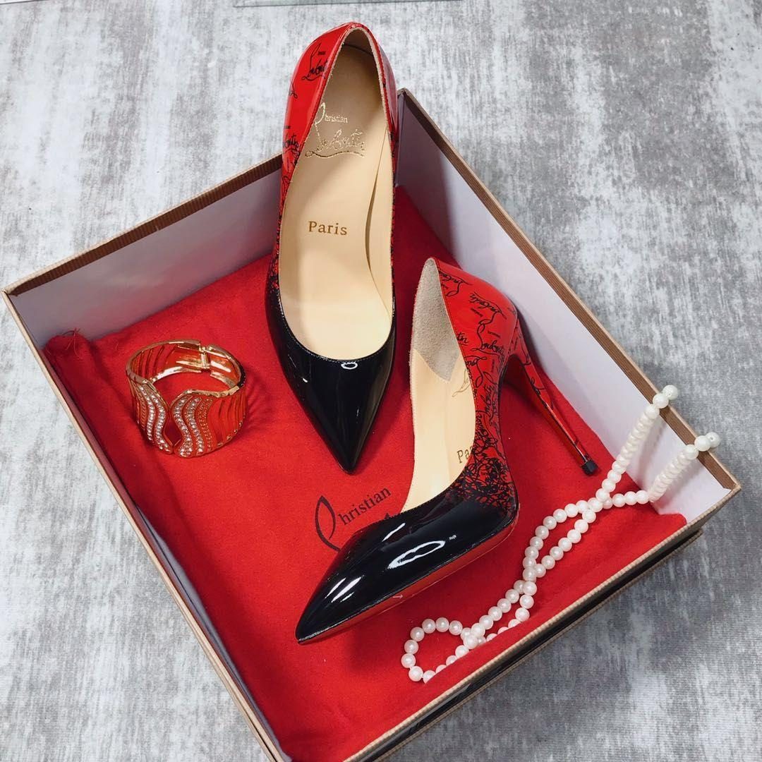 Christian Louboutin Pigalle Plato Patent Leather Pump Black/Red