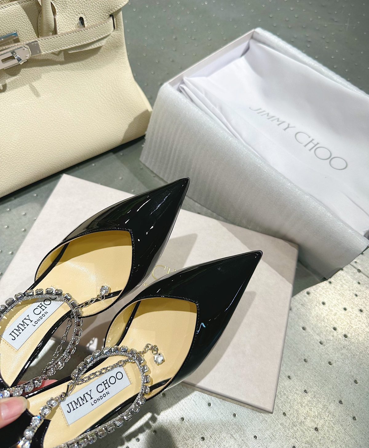 Jimmy Choo Black Patent Leather Pointed Mules
