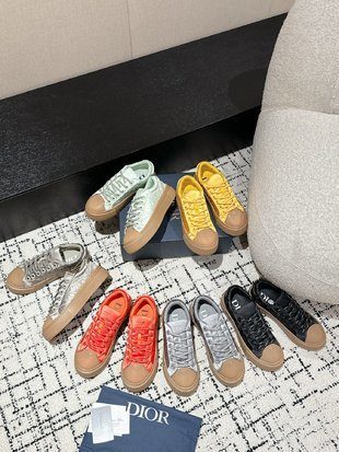 Dior Platform Canvas Sneakers Yellow