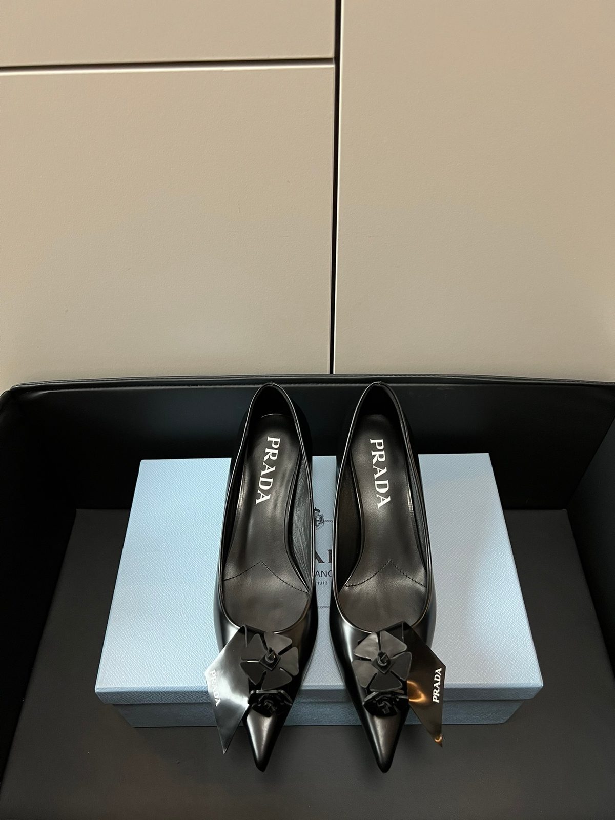 Prada Black Leather Pointed Toe Pumps