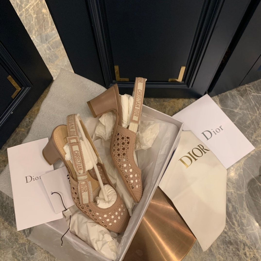 Dior Perforated Leather Slingback Pumps
