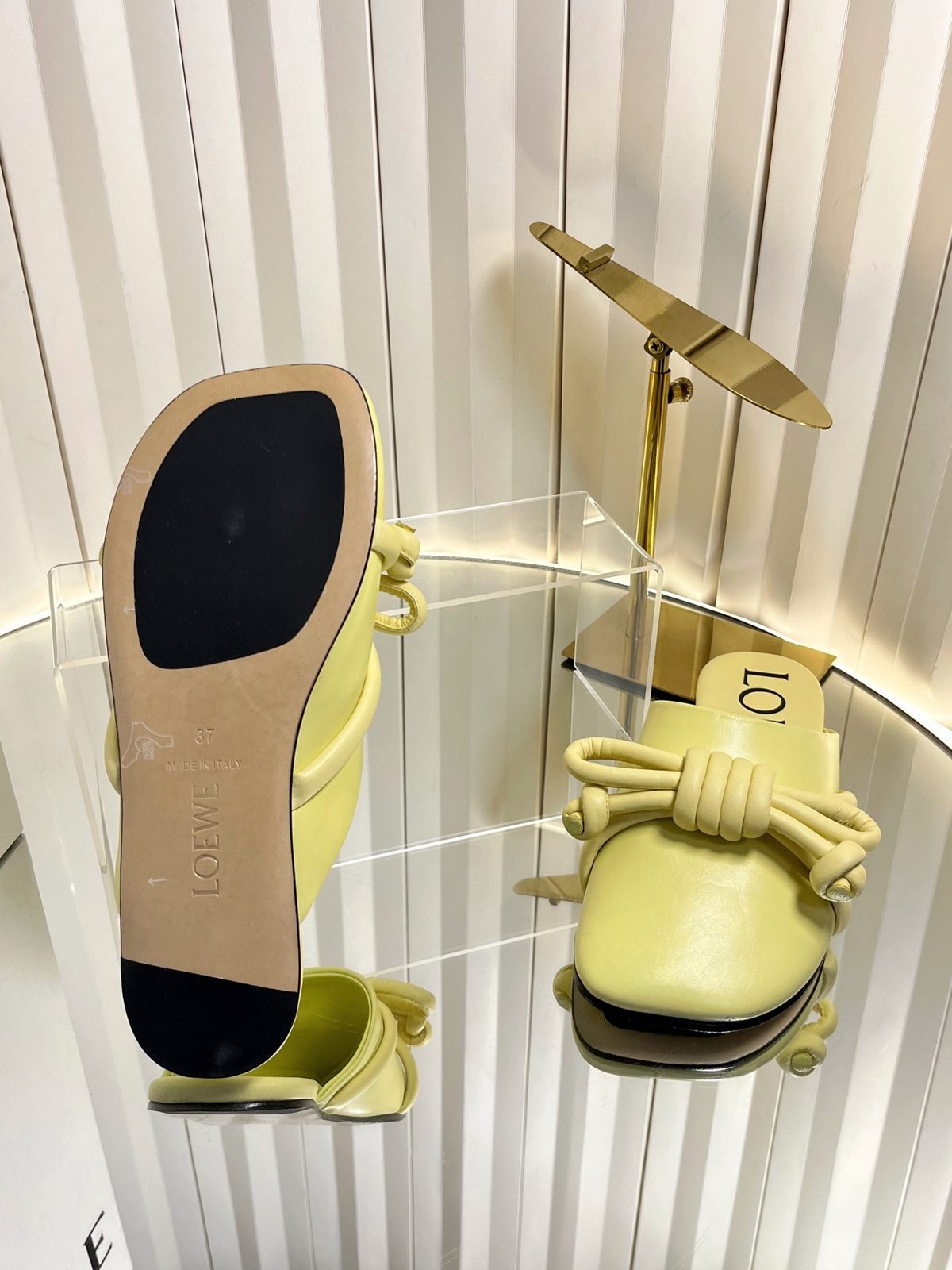 Loewe Leather Mule Sandals Yellow