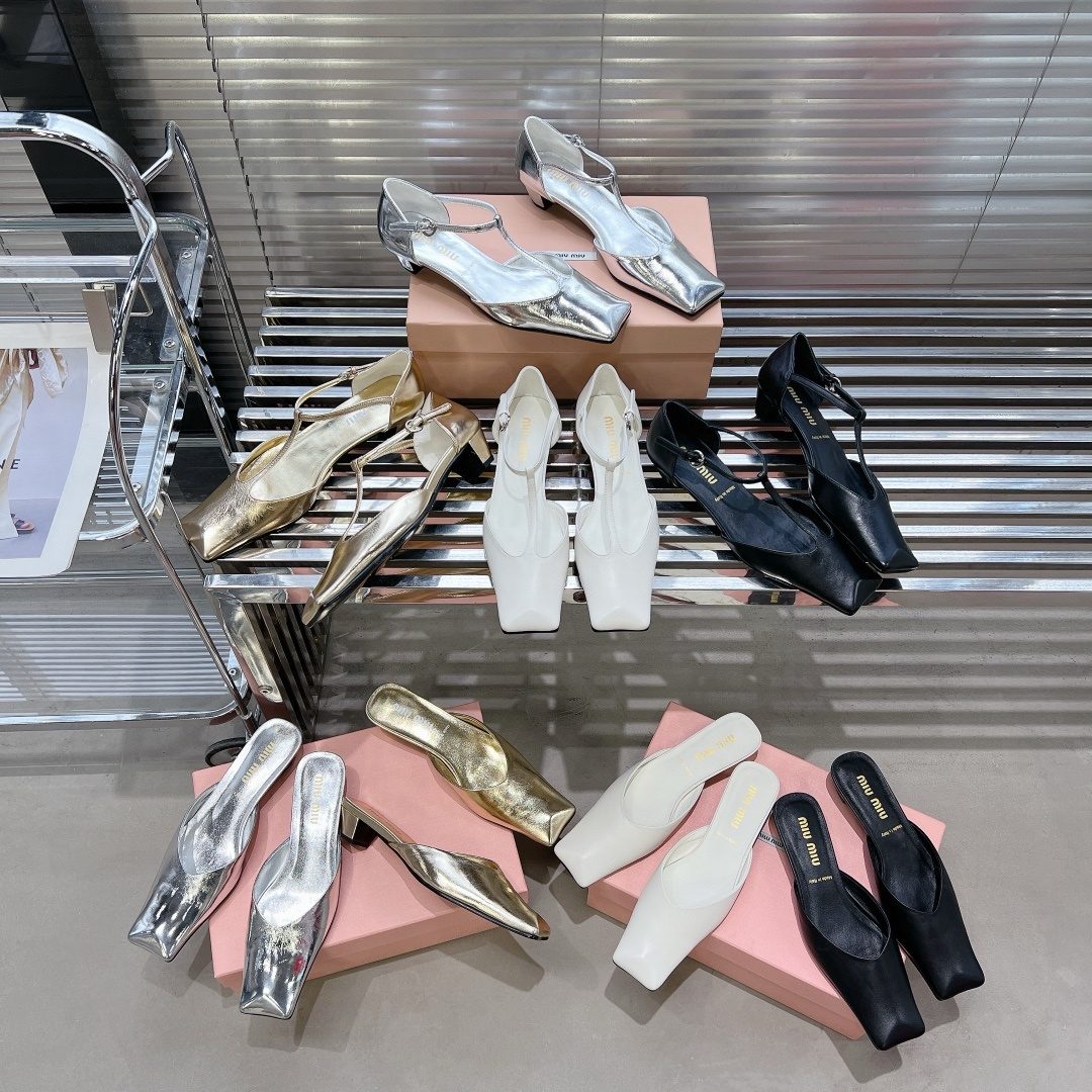Miu Miu Metallic Silver Ballet Pointe Shoes