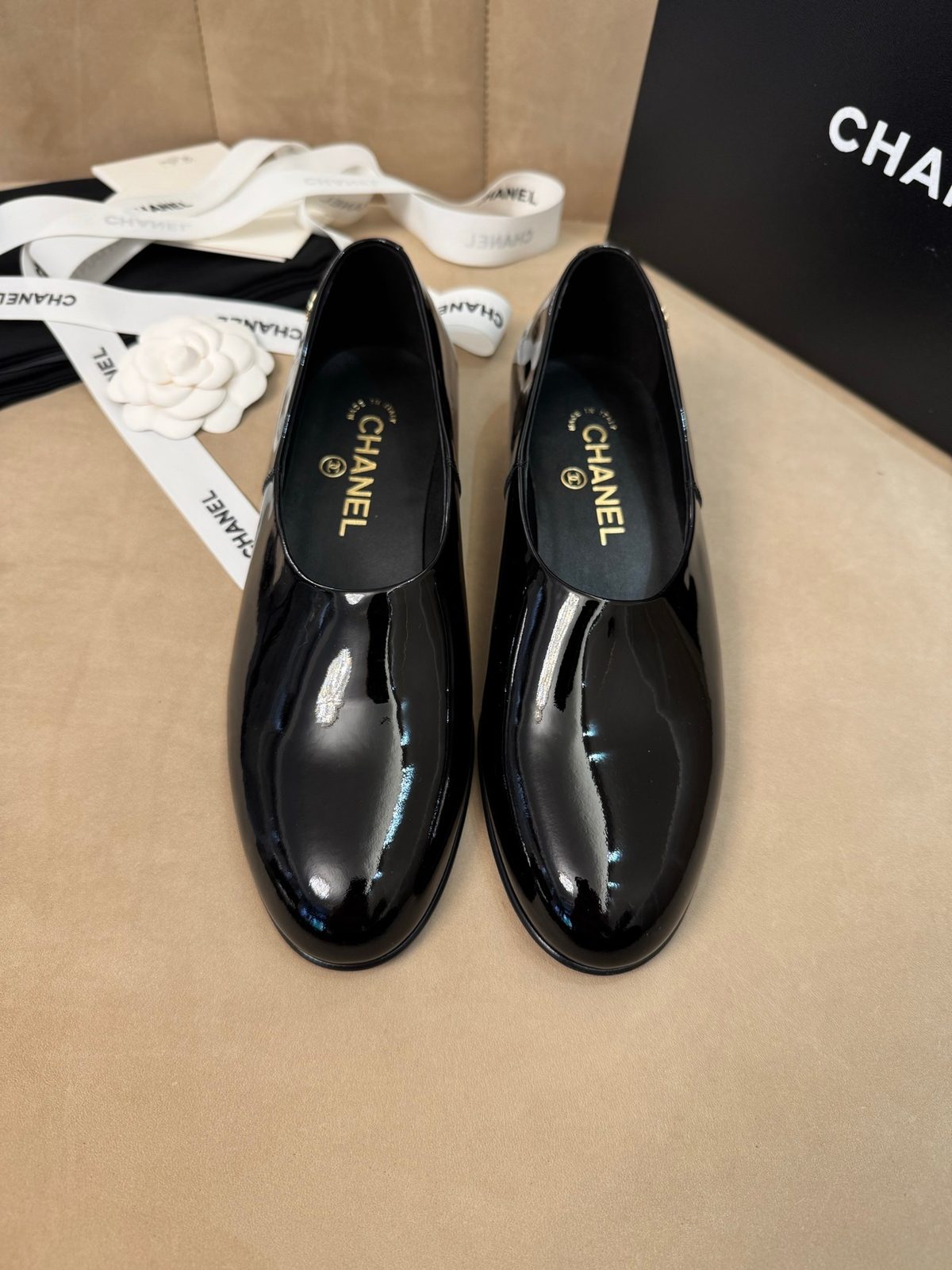 Chanel Patent Leather Loafer Flats Black