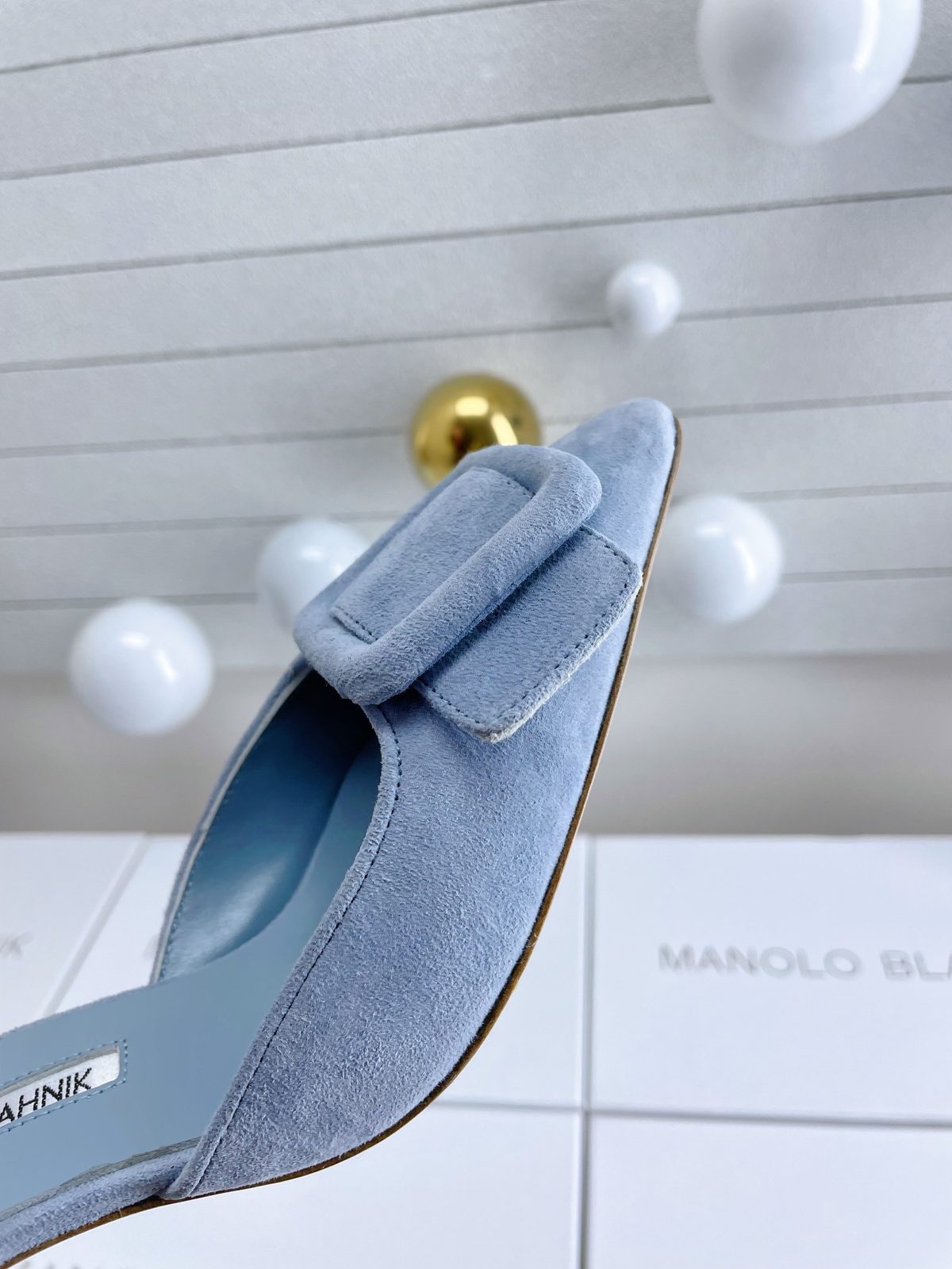 Manolo Blahnik Suede Pointed Toe Mule