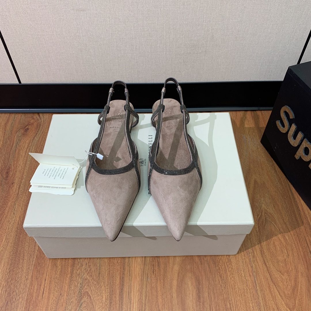 Brunello Cucinelli Suede Slingback Pumps