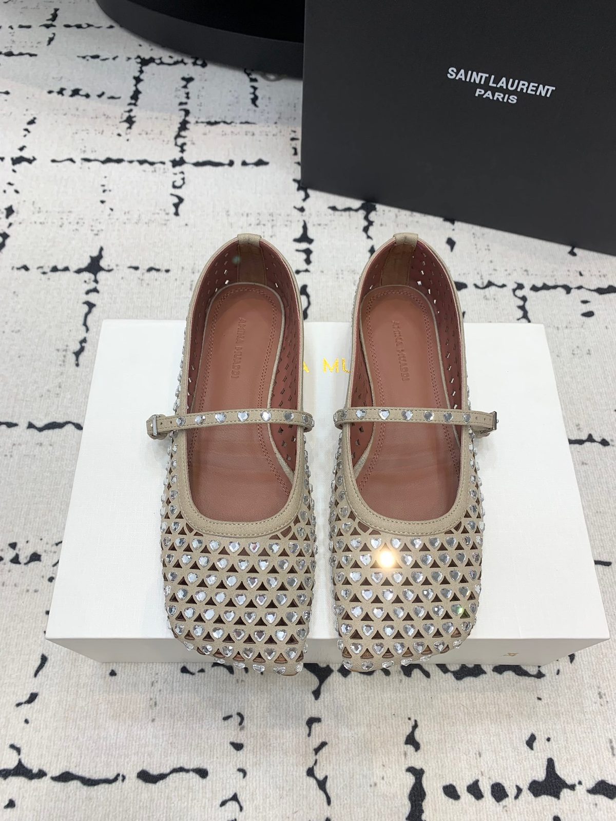 Saint Laurent Paris Crystal-Embellished Mary Jane Flat
