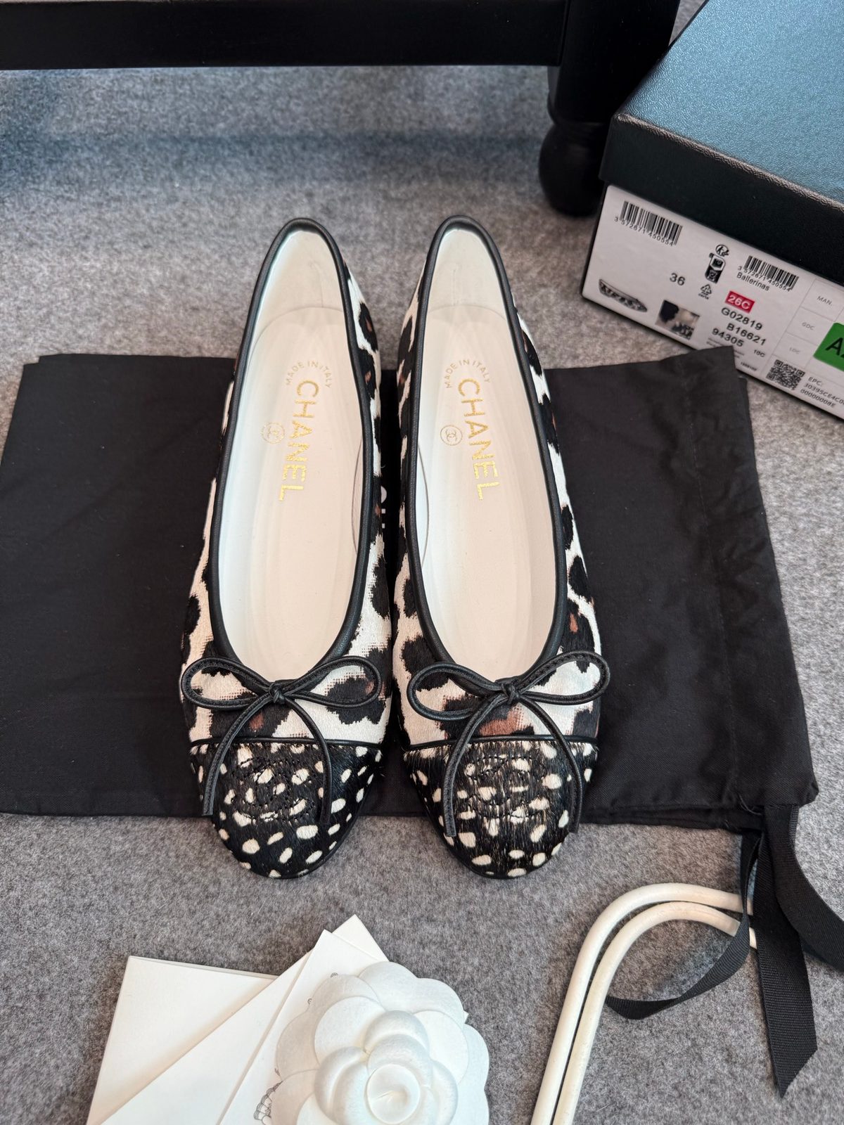 Chanel Tweed and Leather Ballet Flats
