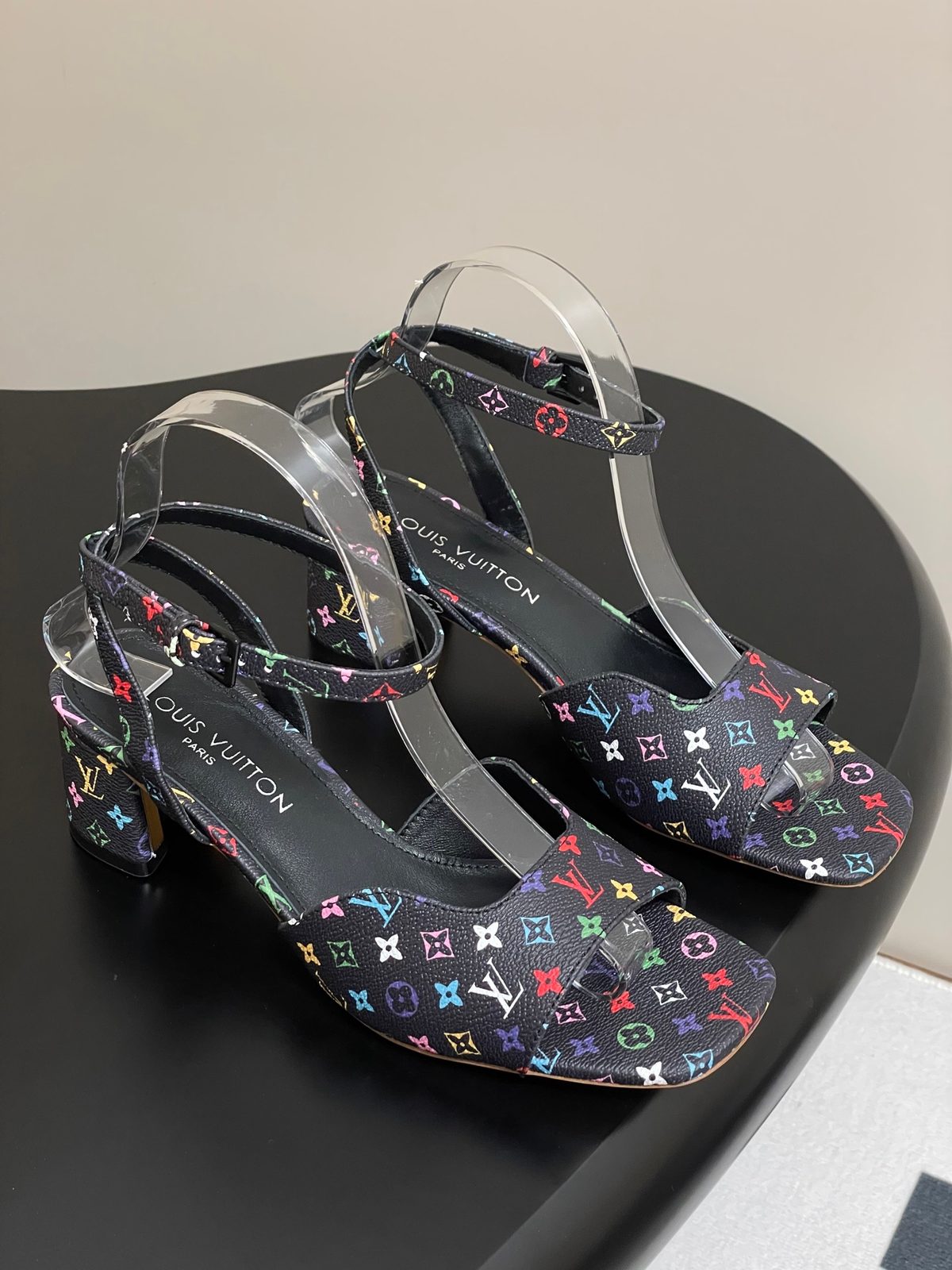 Louis Vuitton Multicolor Monogram Ankle Strap Heels