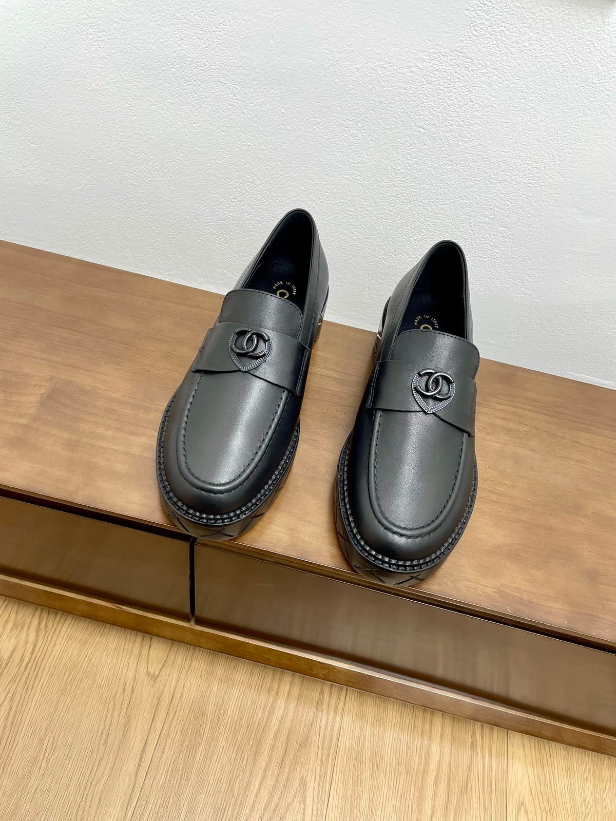 Chanel Heart Logo Leather Loafers