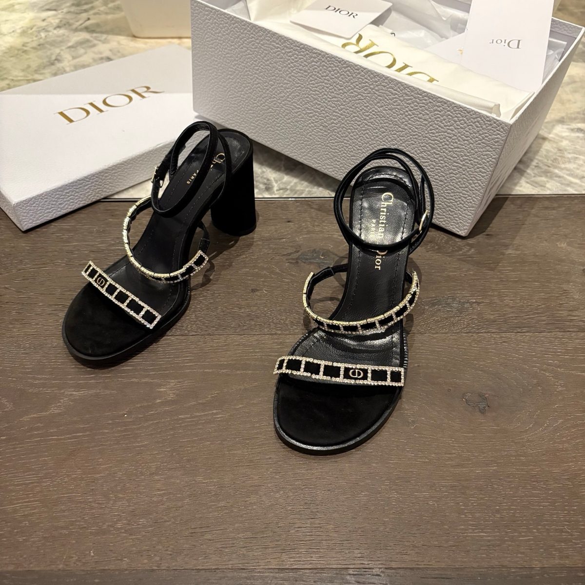 Christian Dior Embellished Block Heel Sandals