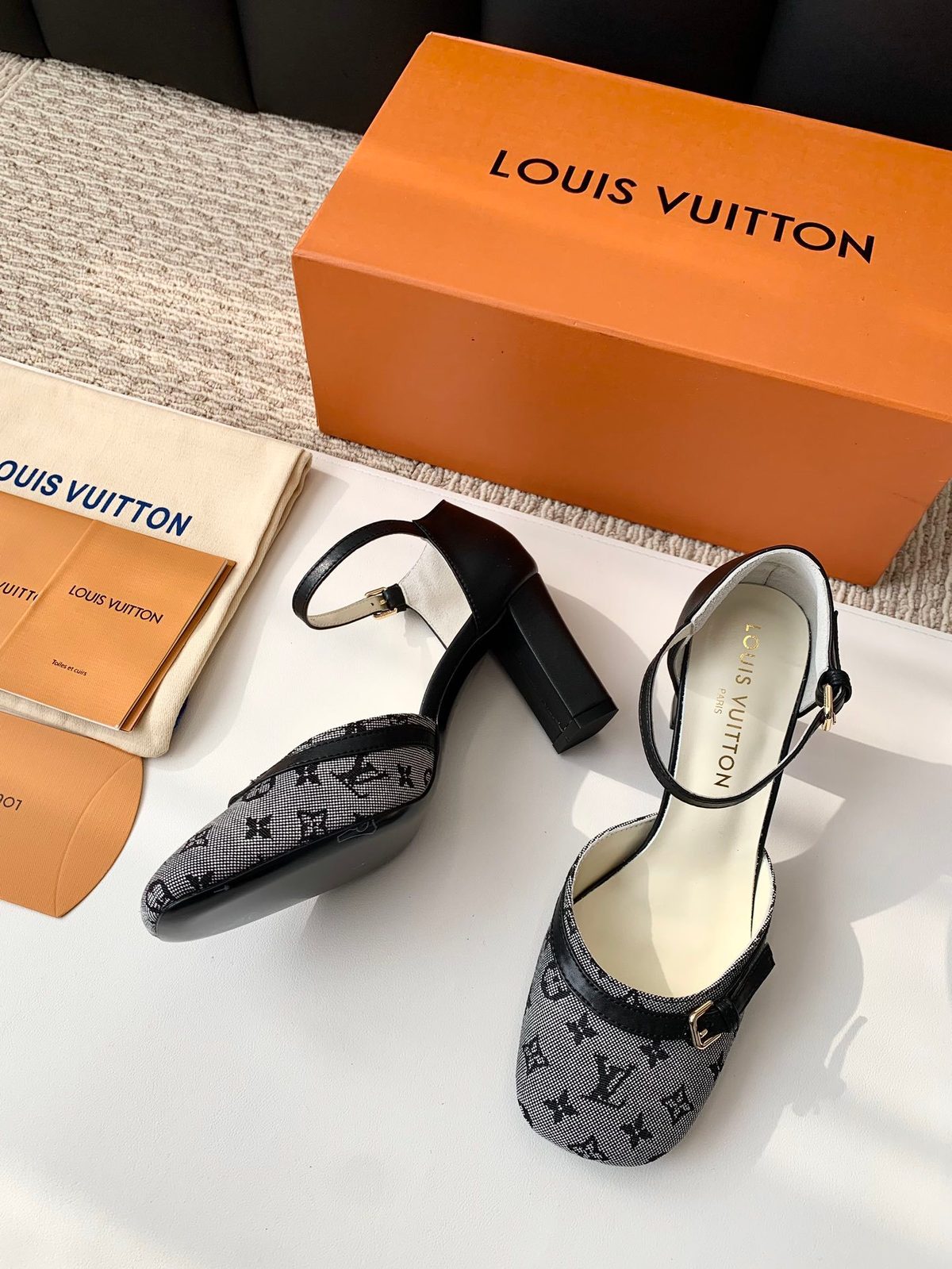 Louis Vuitton Monogram Canvas Ankle Strap Heels