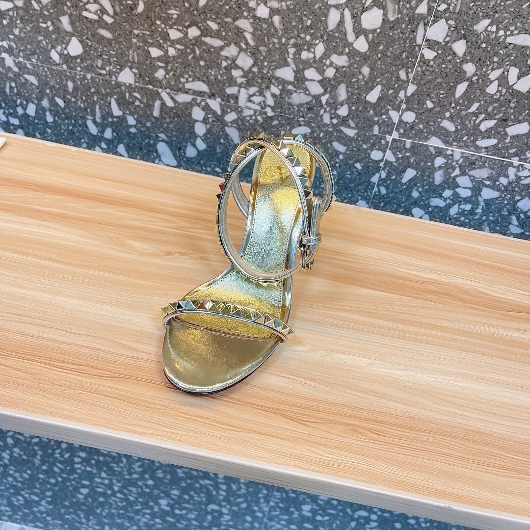 Valentino Rockstud Metallic Leather Sandals