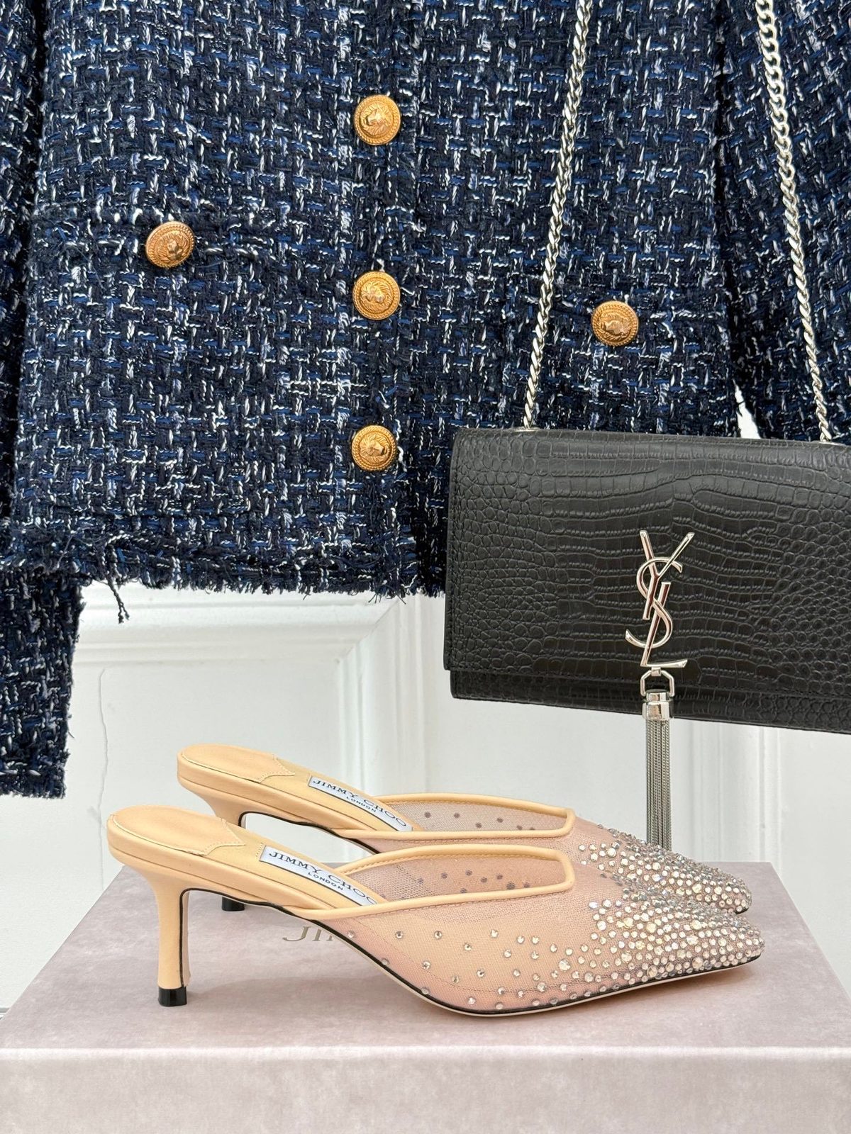 Jimmy Choo Studded Suede Mule Heel