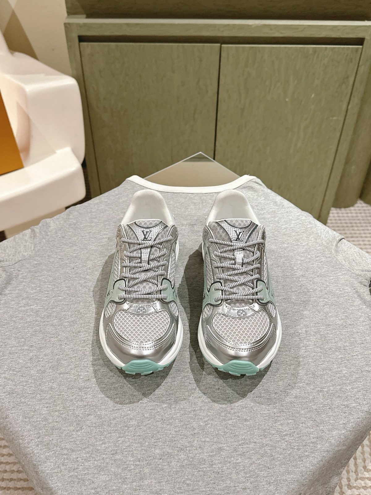 Louis Vuitton Silver Mesh Runner Sneakers