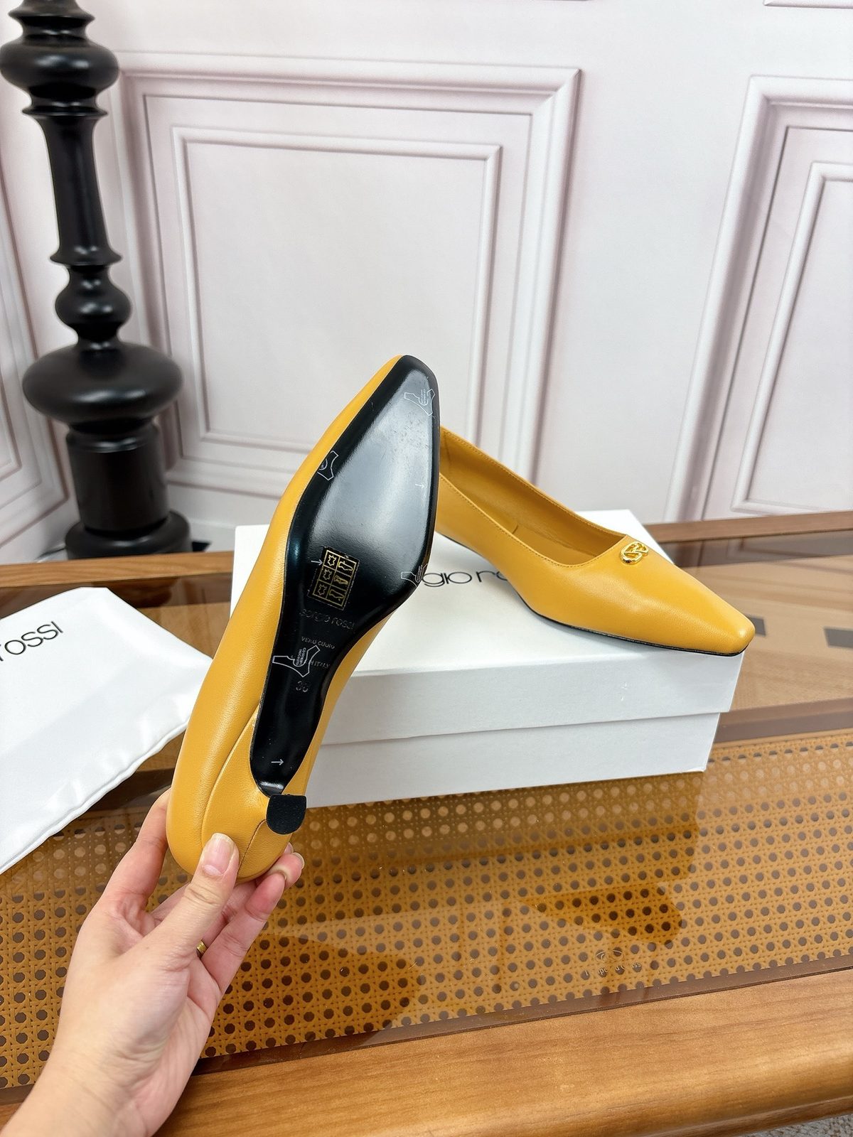 Sergio Rossi Yellow Leather Pump Heels