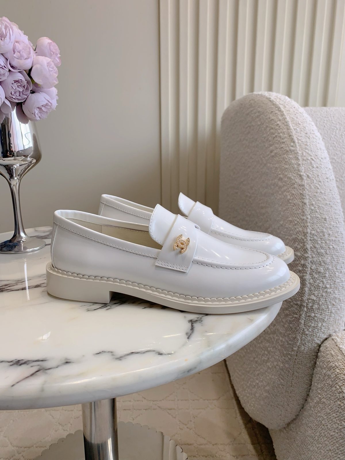 Chanel CC Logo Patent Leather Loafer