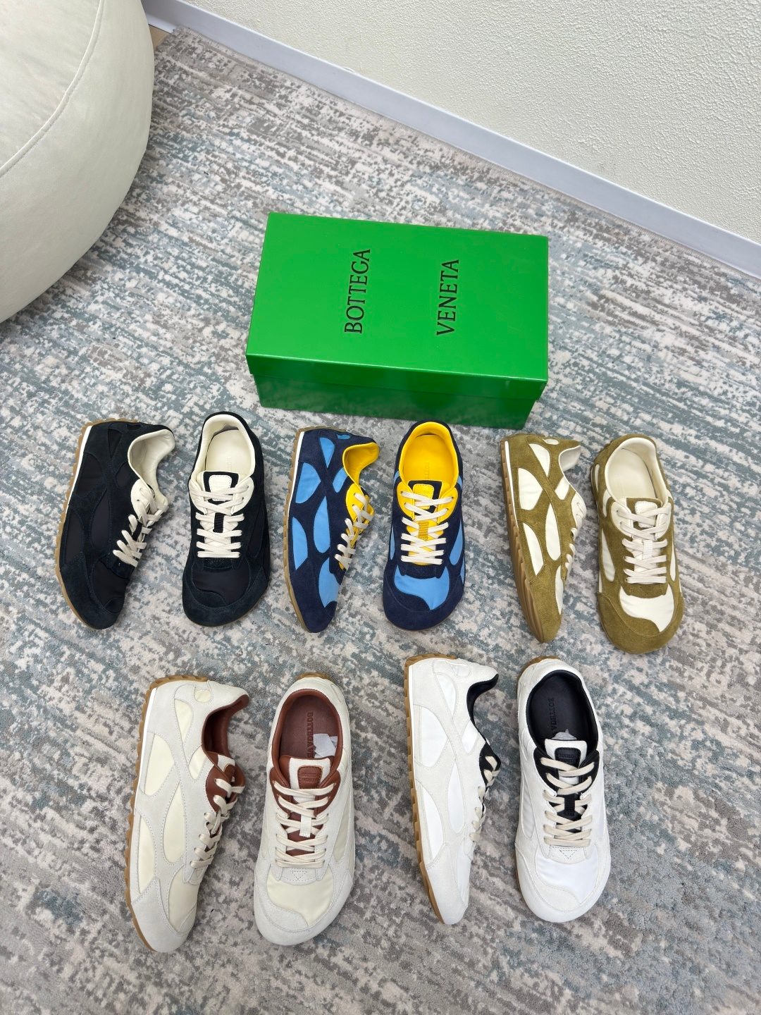Bottega Veneta Leather Color-Block Sneakers