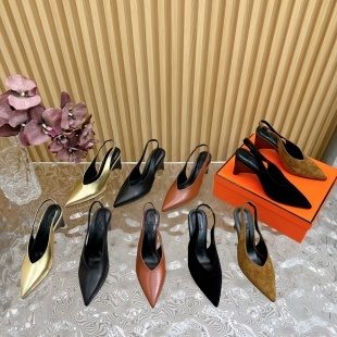Hermès Suede Pointed Slingback Heels