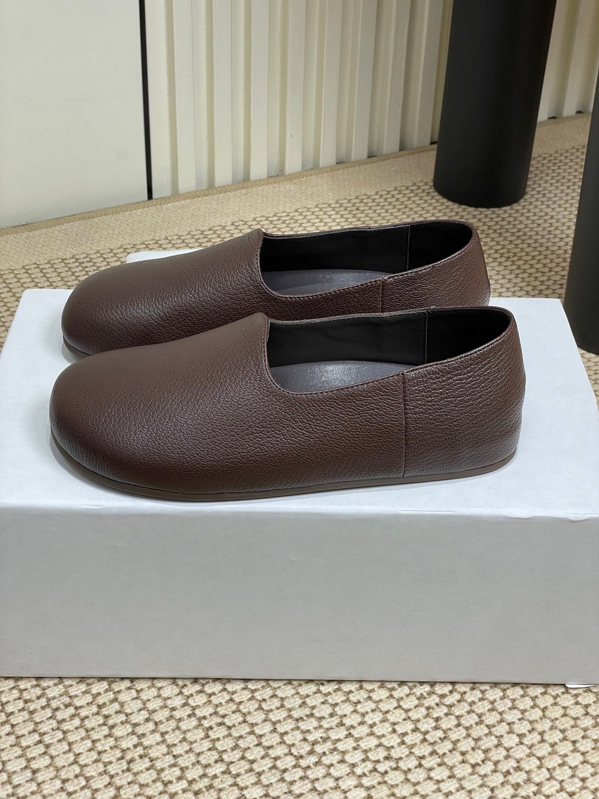 The Row Leather Slip-On Loafer Brown