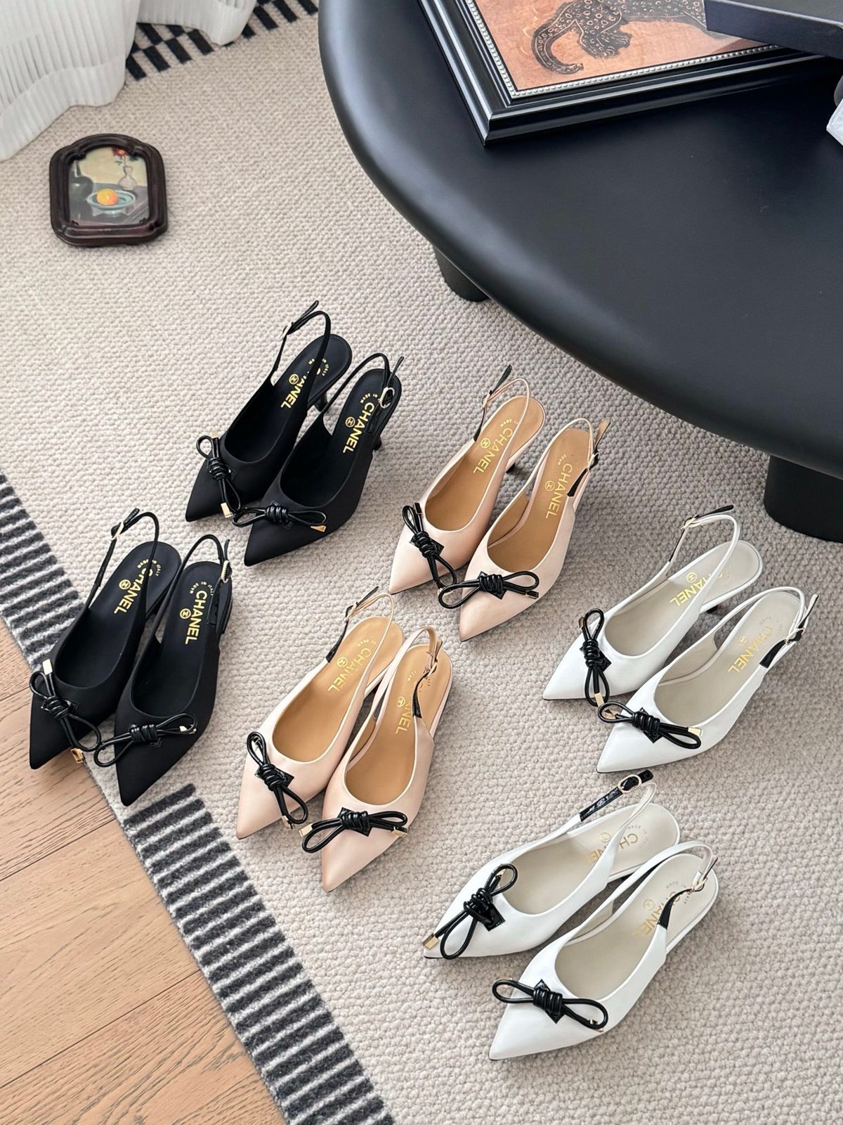 Chanel Pointed Toe Slingback Ballet Flats