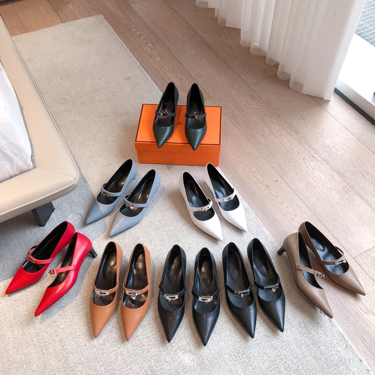 Hermès Mary Jane Pointed Toe Pumps Collection