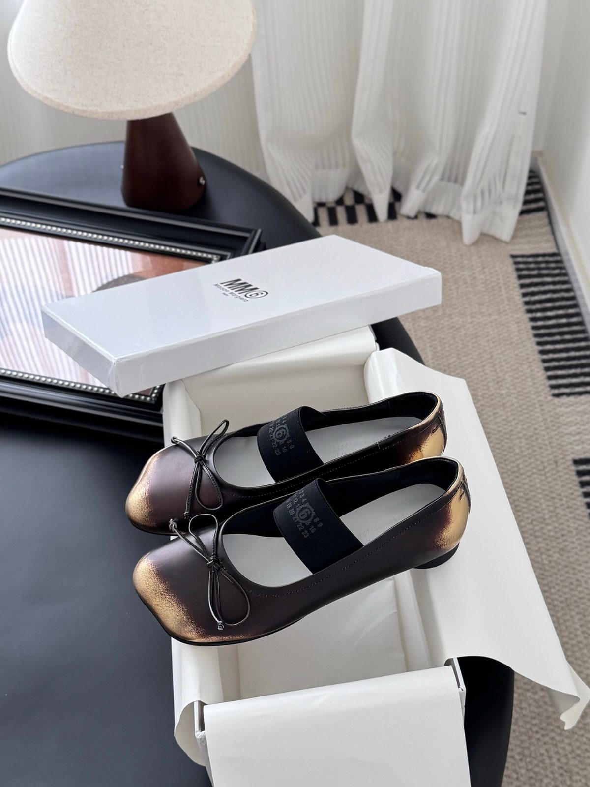 MM6 Maison Margiela Metallic Ballet Flats