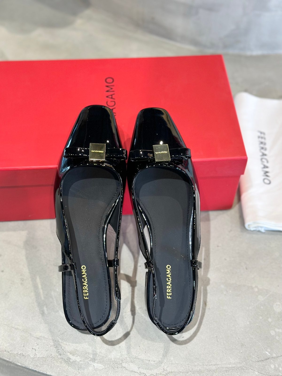Ferragamo Patent Leather Slingback Heels