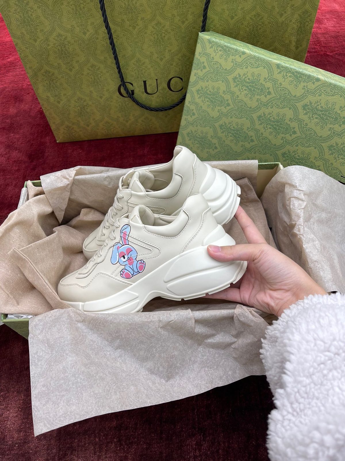 Gucci Chunky Sneakers with Bunny Embroidery