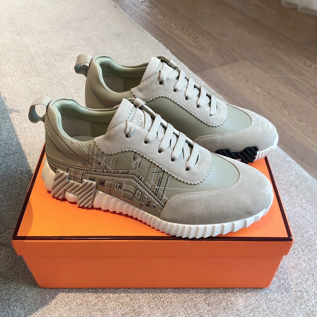 Hermès Leather Suede Low-Top Sneakers