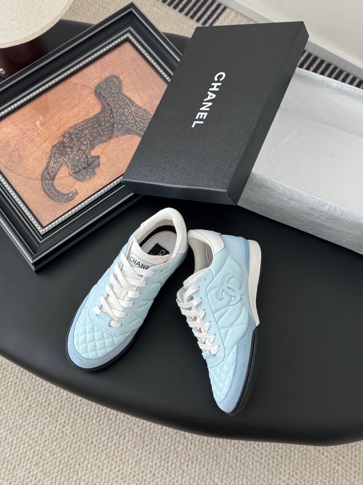 Chanel Quilted Canvas High-Top Sneakers