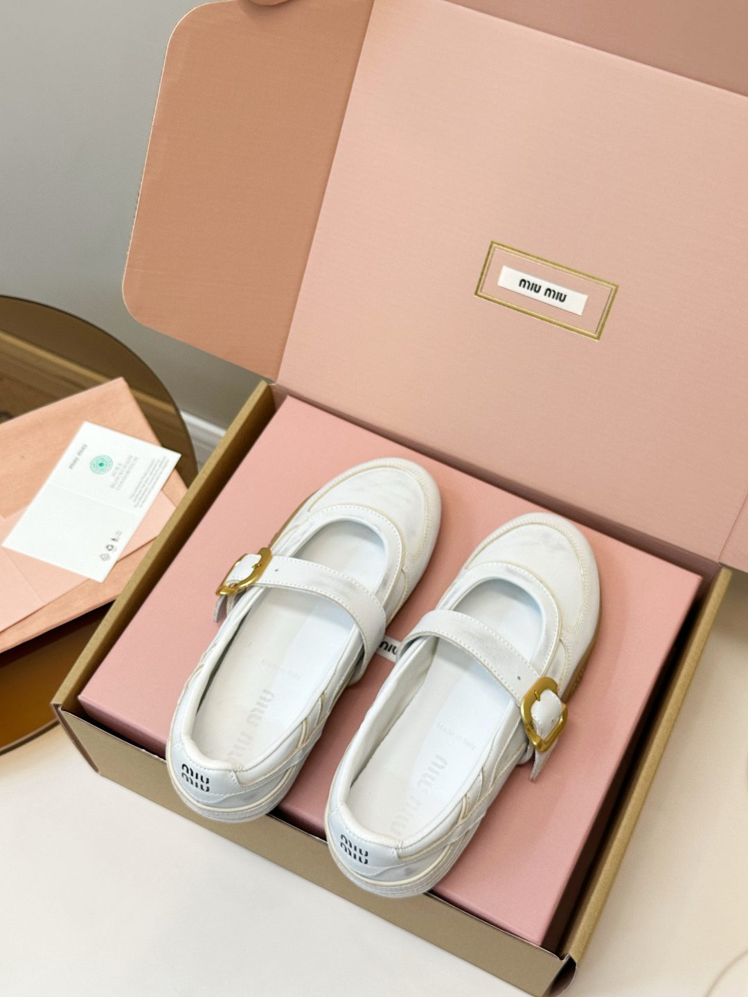 Miu Miu White Leather Mary Jane Loafers