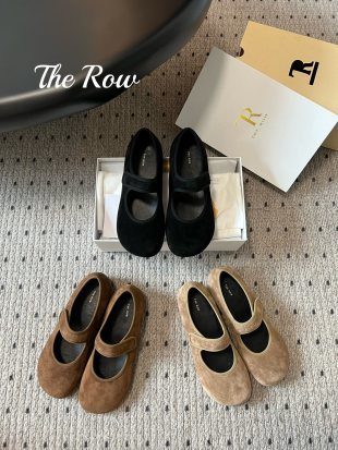 The Row Suede Mary Jane Flats