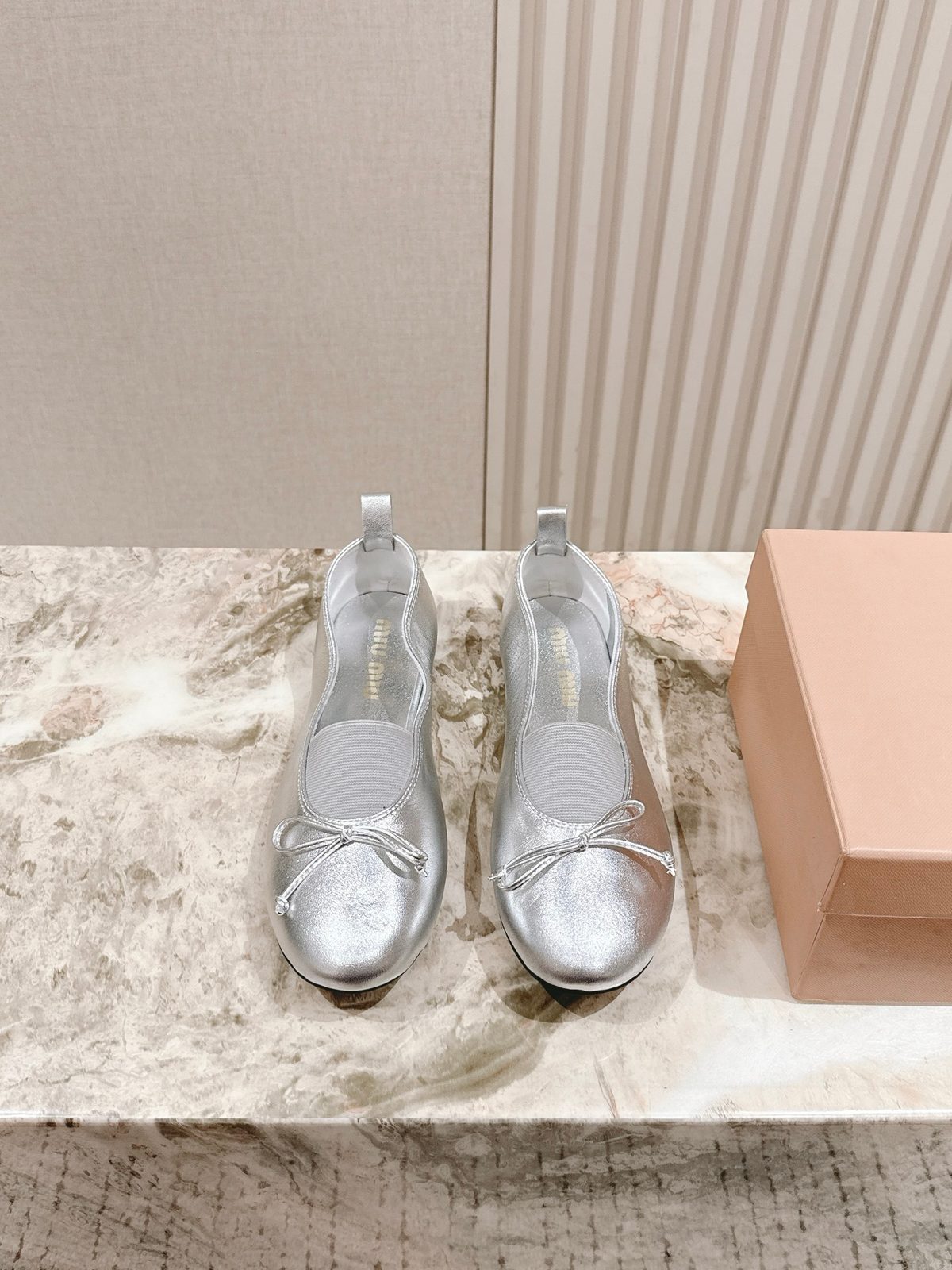 Metallic Silver Leather Ballet Flats