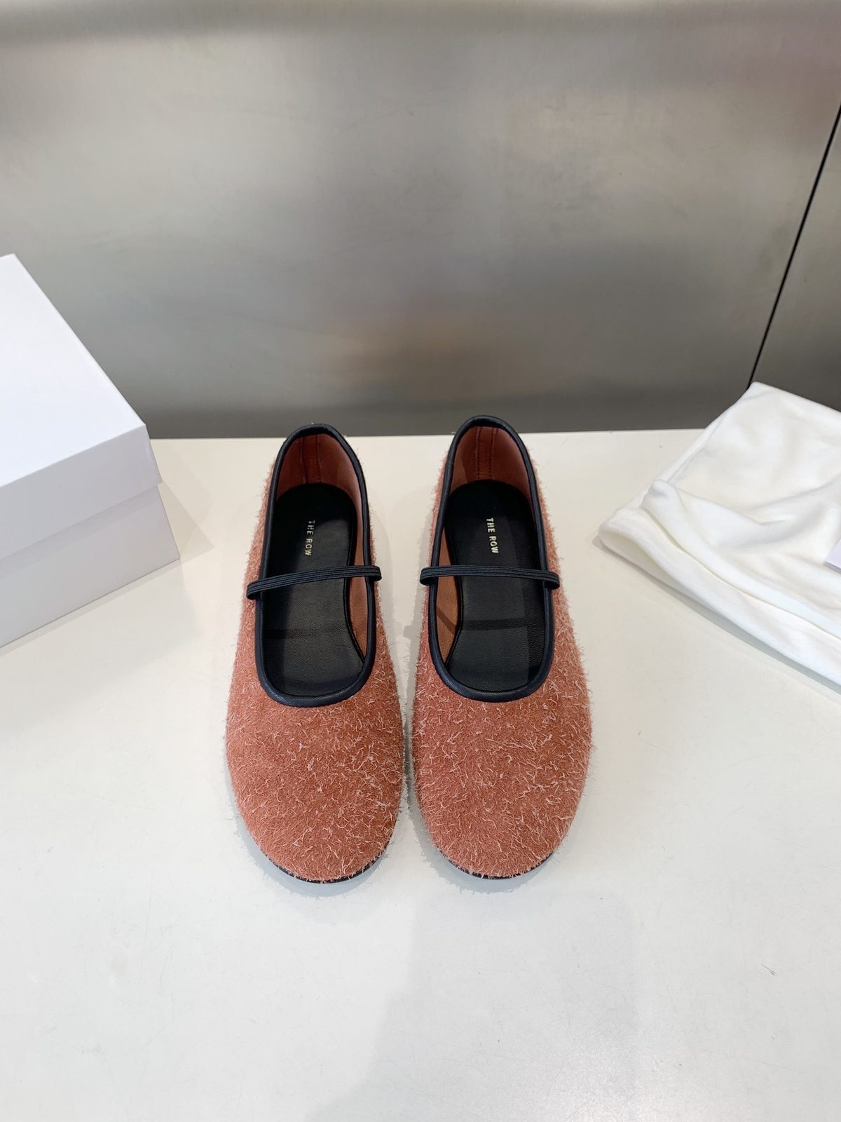 The Row Textured Wool Mary Jane Flats