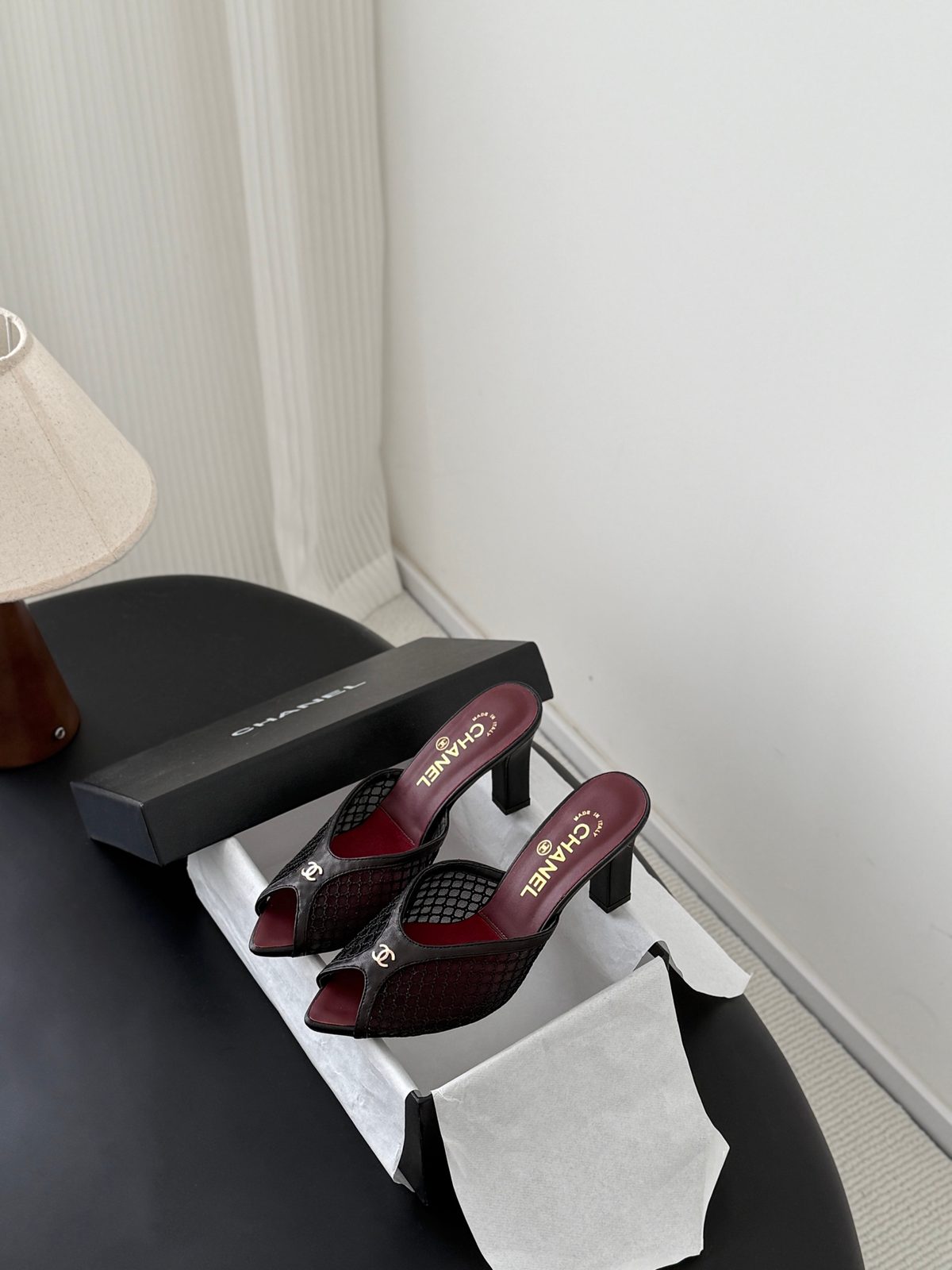 Chanel Quilted Mule Heel Burgundy/Black
