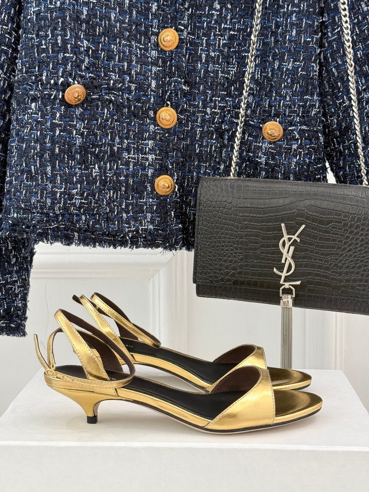 The Row Gold Metallic Leather Sandals