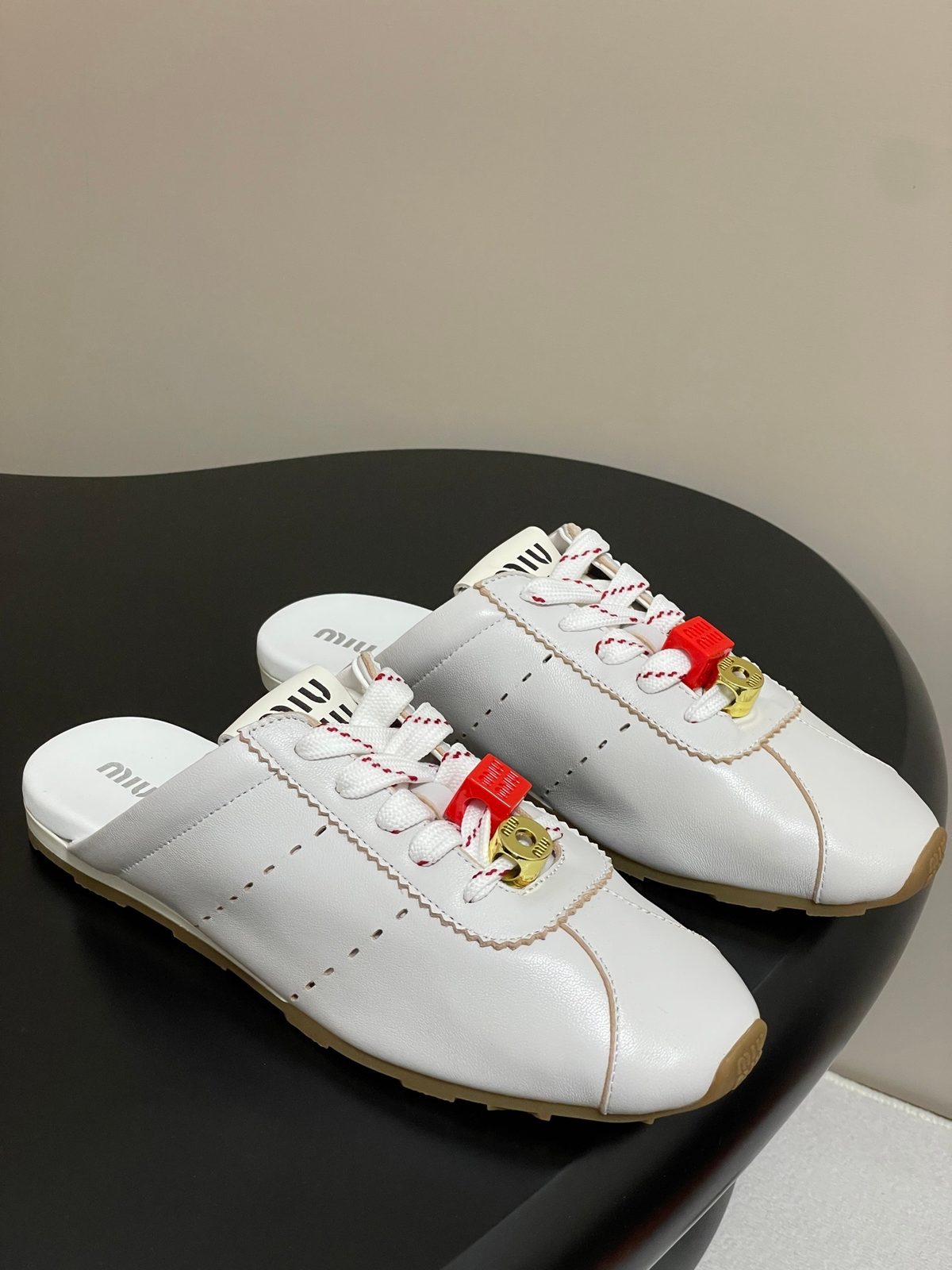 Miu Miu White Leather Mule Sneakers